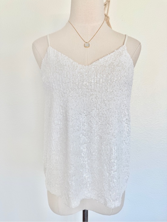 Express Tops - 🤍 EXPRESS White Sparkly Sequin Cami Tank Top XS